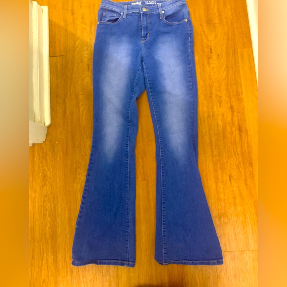 flare high waisted blue jeans